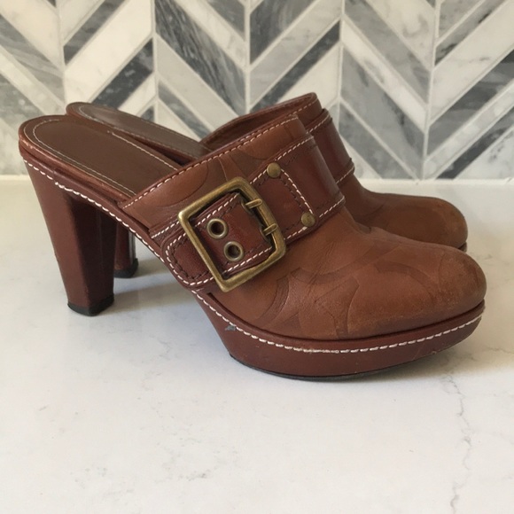 Y2K Vintage Coach Candace leather heel mule Clog - Picture 2 of 10